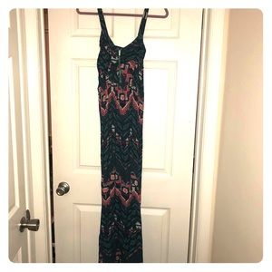 Tribal print maxi dress with zipper detail